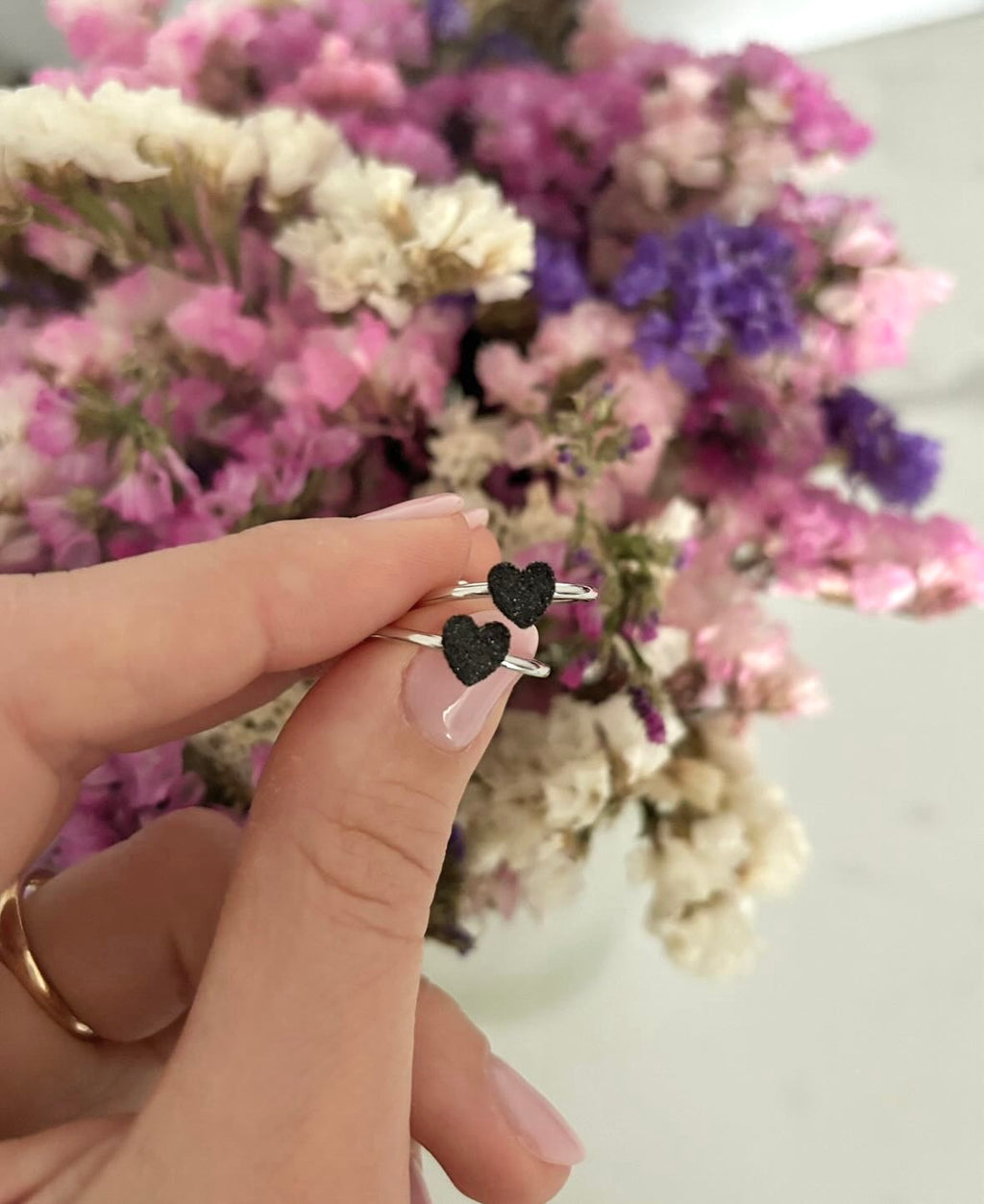 Anello cuore glitter