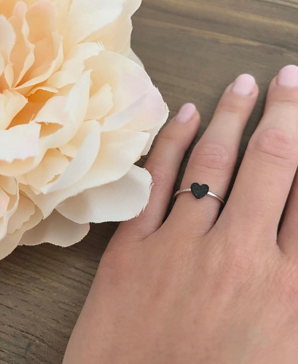 Anello cuore glitter