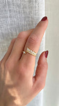 Anello foglioline zirconate