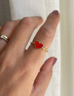 Anello torchon con cuore smaltato