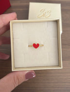 Anello torchon con cuore smaltato