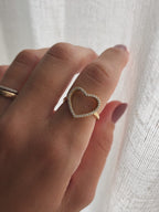 Anello profilo cuore zirconato