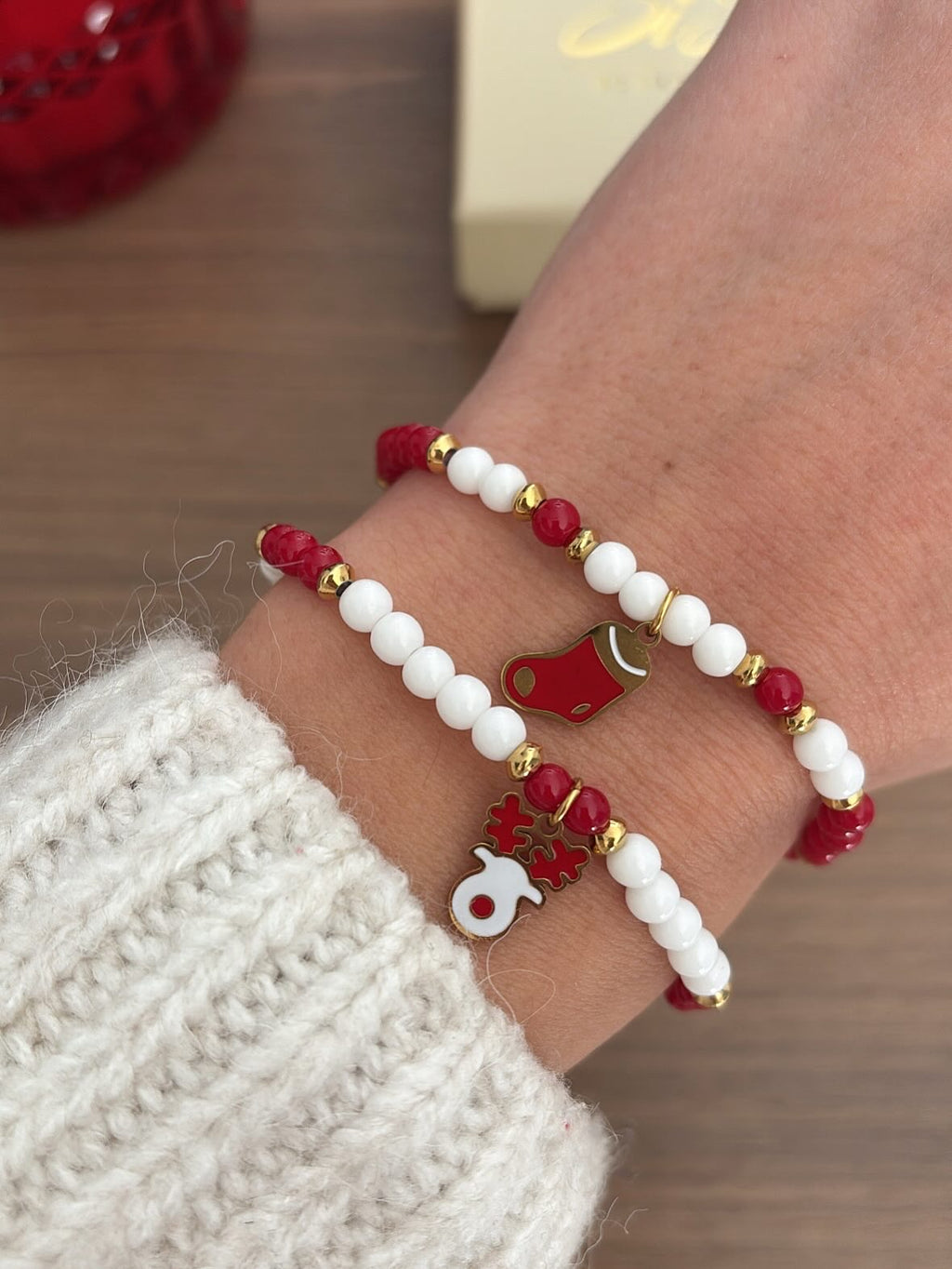 Bracciale perline di natale