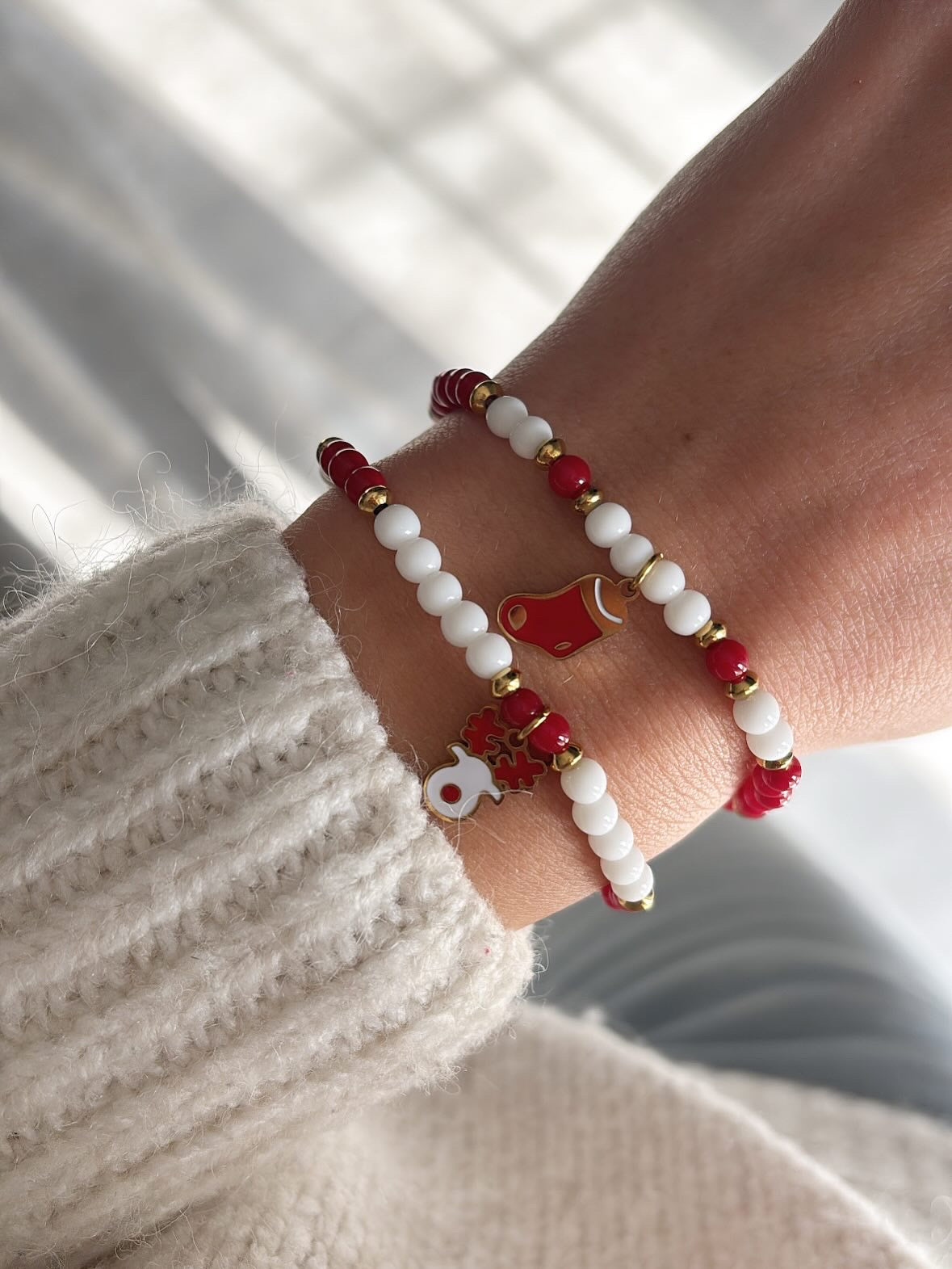 Bracciale perline di natale