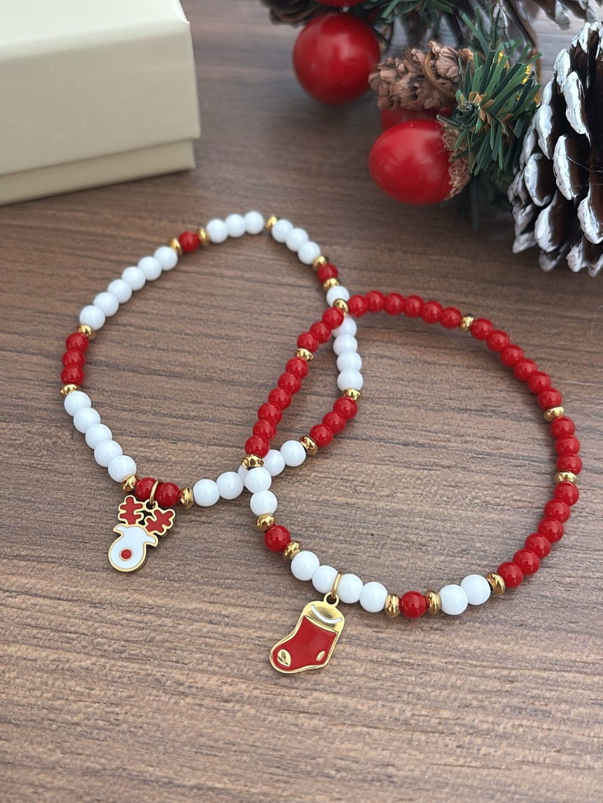 Bracciale perline di natale