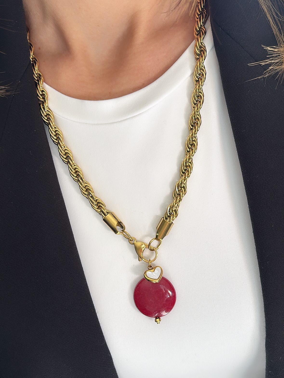 Collana funetta big (seconda misura) e doppio ciondolo