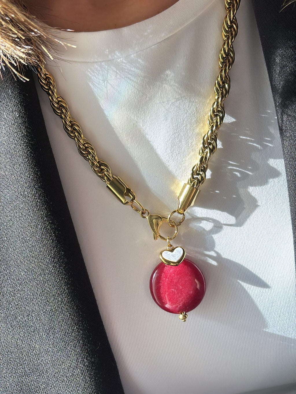 Collana funetta big (seconda misura) e doppio ciondolo