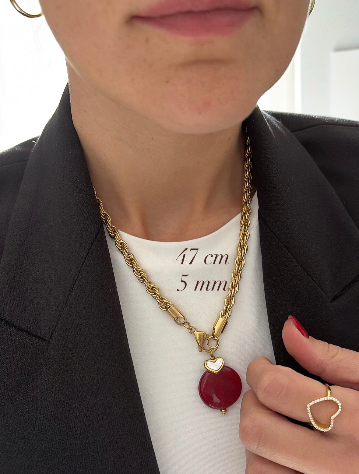 Collana funetta big e doppio ciondolo