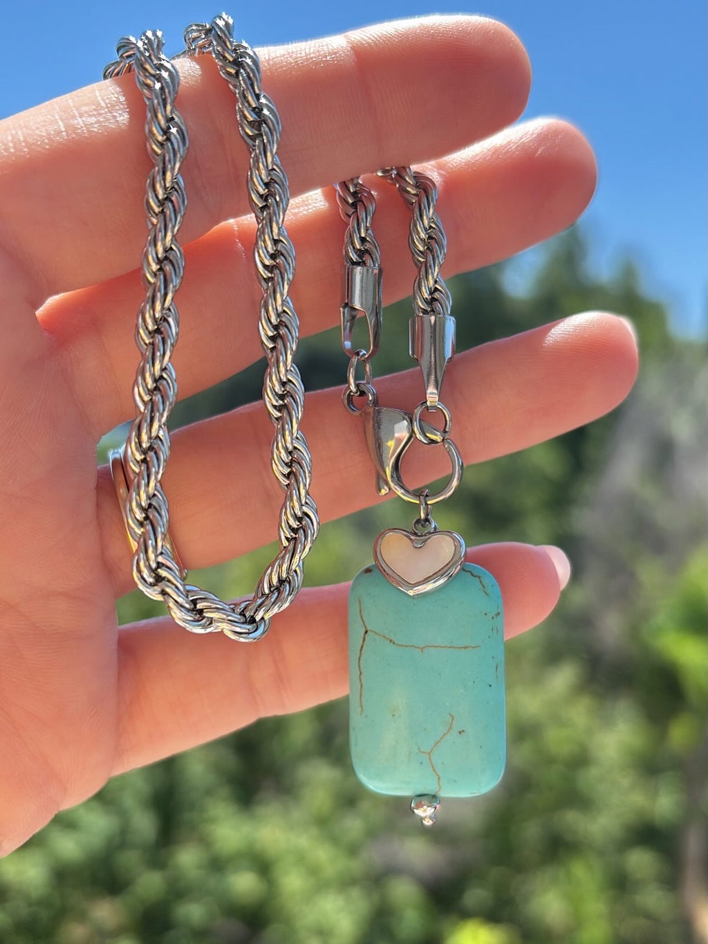Collana funetta big e doppio ciondolo