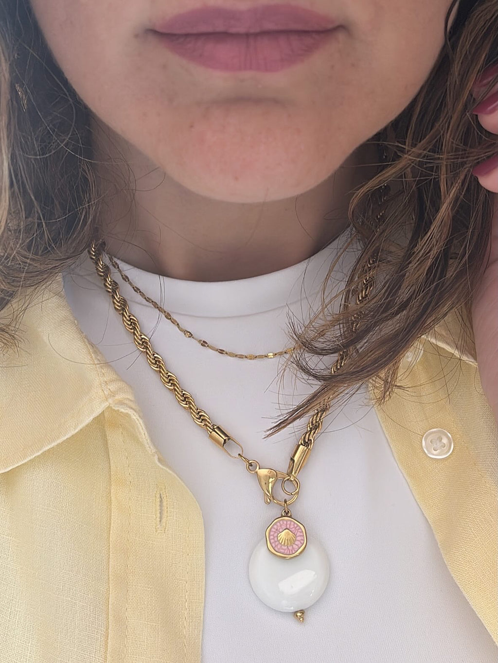 Collana funetta big e doppio ciondolo