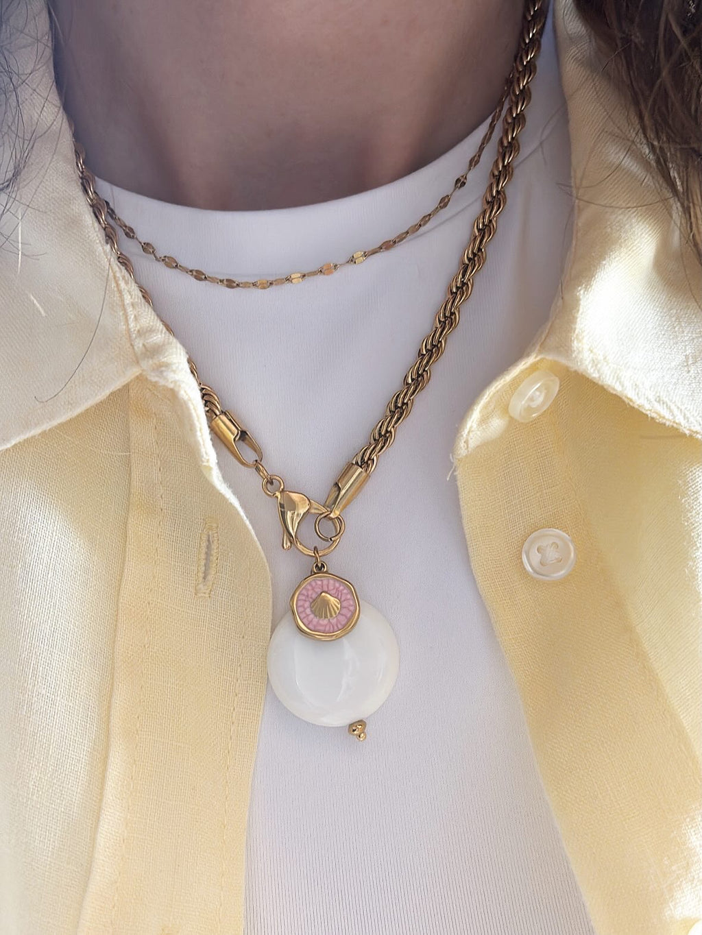 Collana funetta big e doppio ciondolo