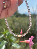 Collana mezzi cristalli con perlina centrale