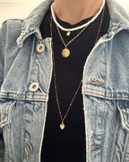 Collana palline alternate con cuore piccolo bombato