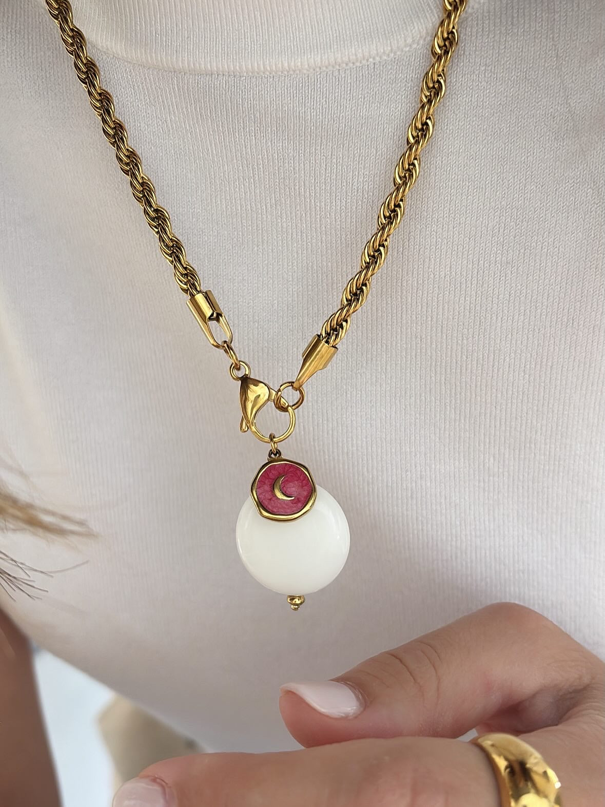 Collana funetta big e doppio ciondolo
