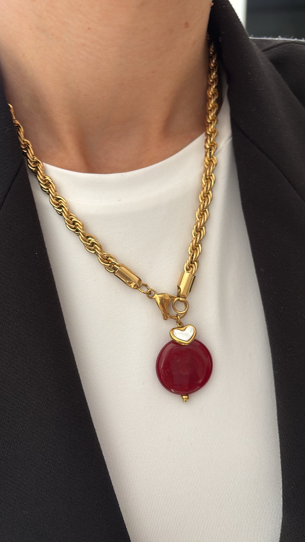 Collana funetta big e doppio ciondolo