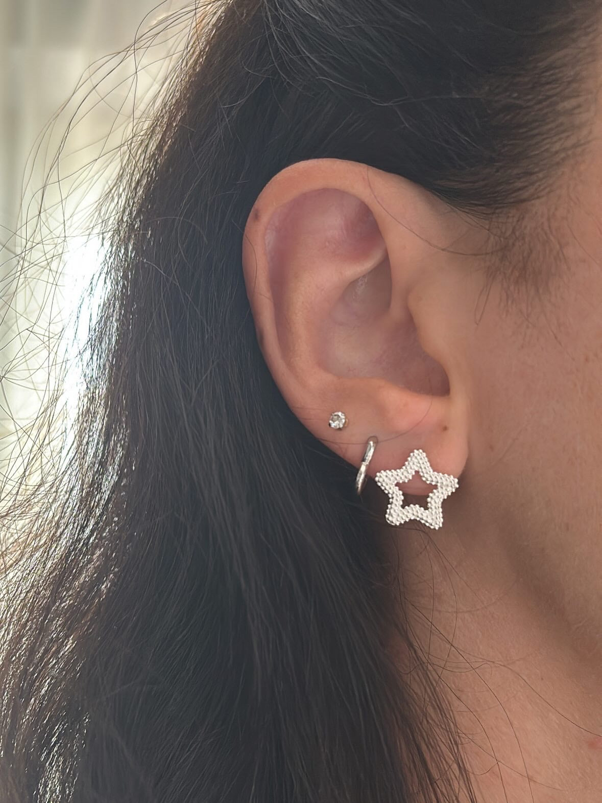 Orecchini a lobo stella lavorata